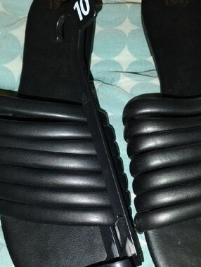 Black Strappy Slide Sandals